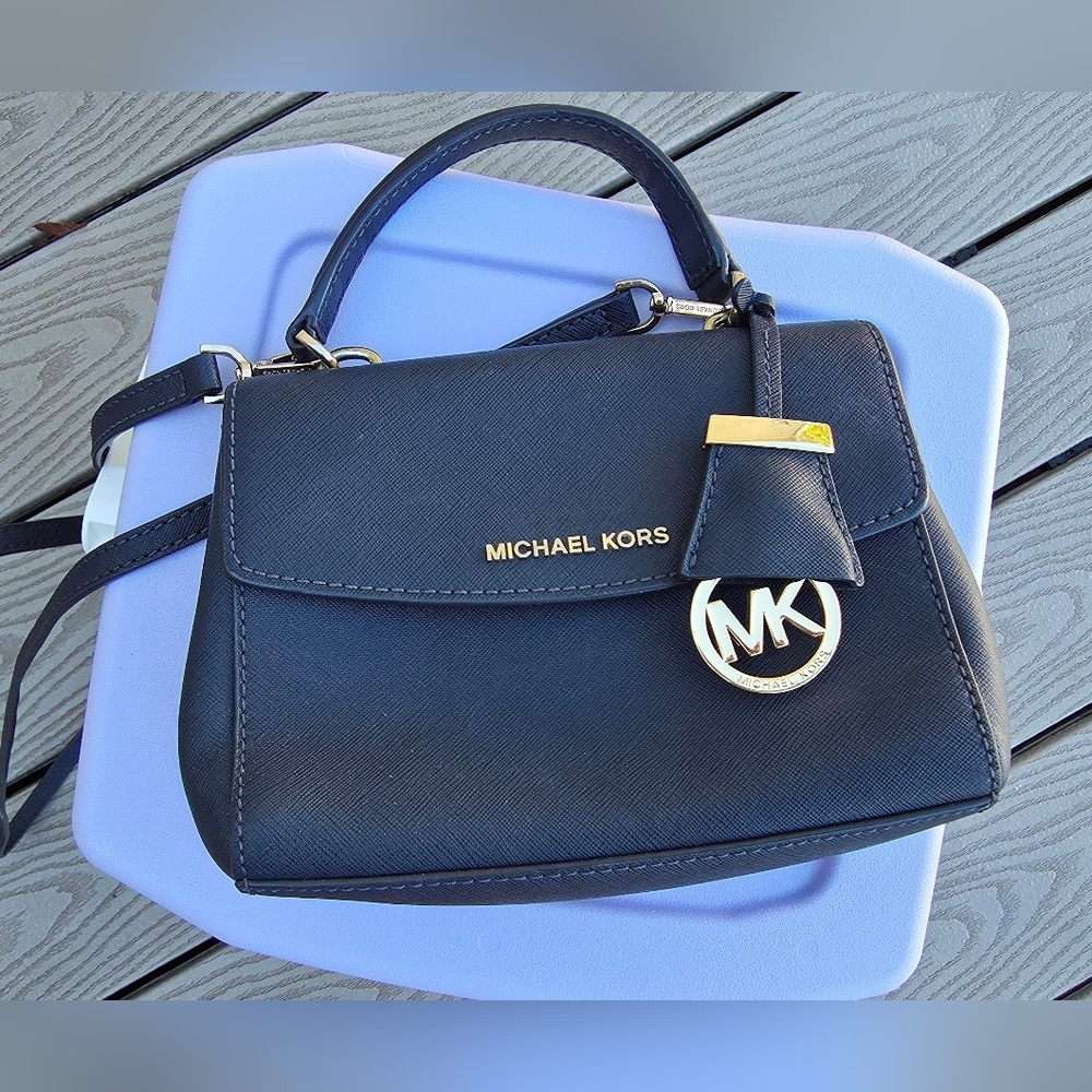 Michael Kors Ava Extra Small Saffiano Crossbody, Navy Blue - Picture 2 of 12